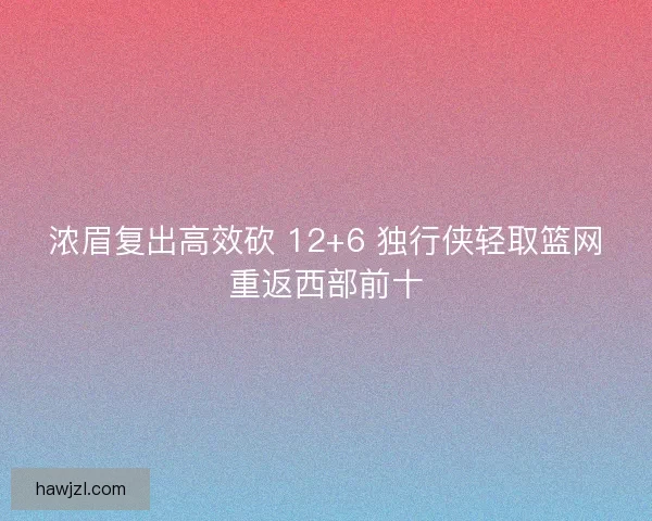 浓眉复出高效砍 12+6 独行侠轻取篮网重返西部前十