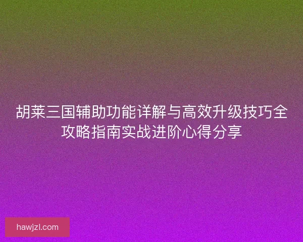 胡莱三国辅助功能详解与高效升级技巧全攻略指南实战进阶心得分享 胡莱三国辅助功能详解与高效升级技巧全攻略指南实战进阶心得分享