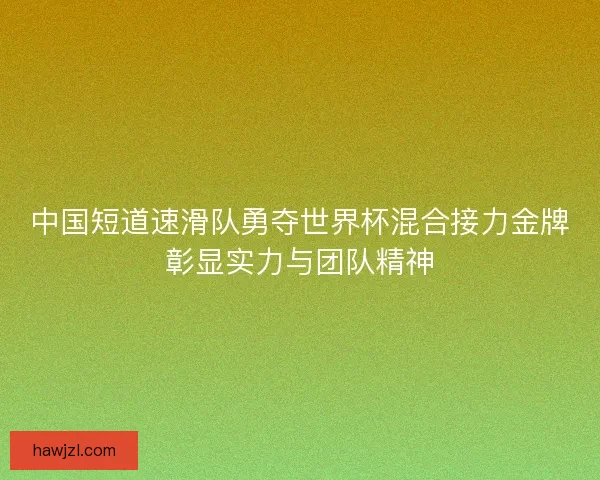 中国短道速滑队勇夺世界杯混合接力金牌彰显实力与团队精神